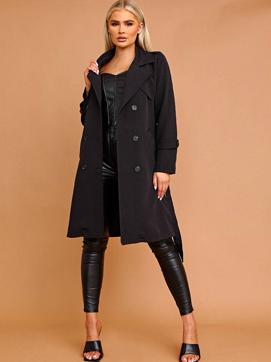 Panel Detail Belted Trench Coat