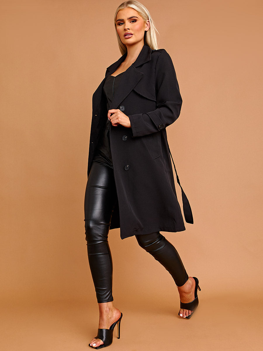 Panel Detail Belted Trench Coat