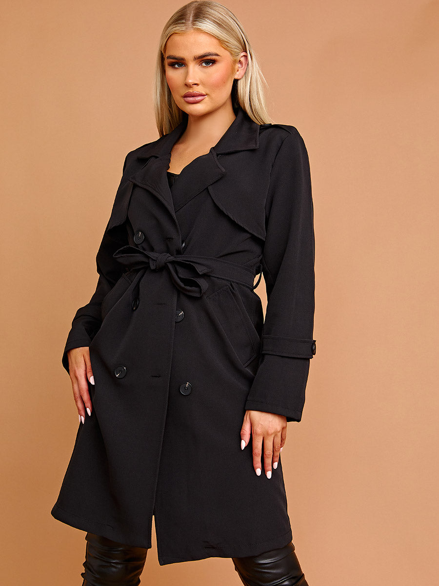 Panel Detail Belted Trench Coat