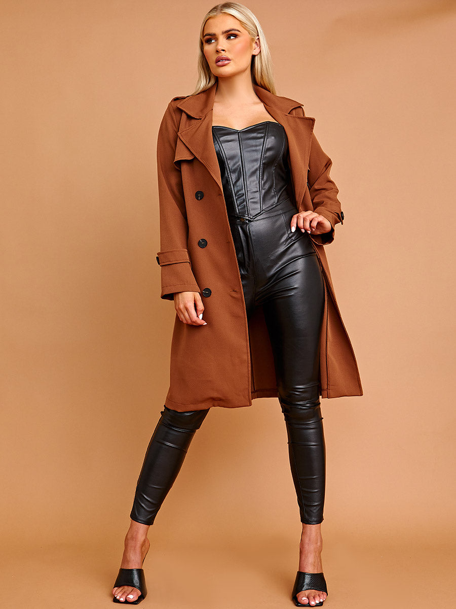 Panel Detail Belted Trench Coat