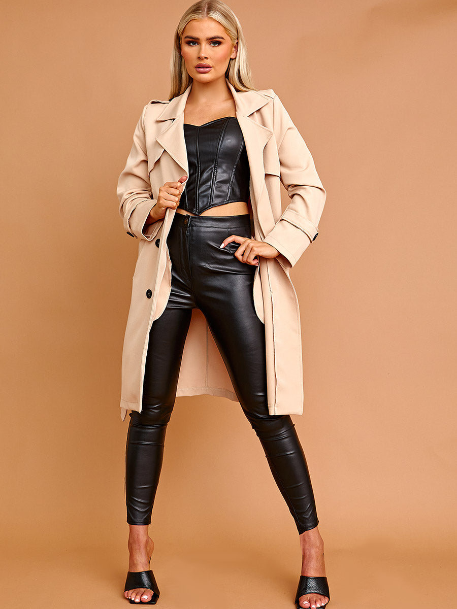 Panel Detail Belted Trench Coat