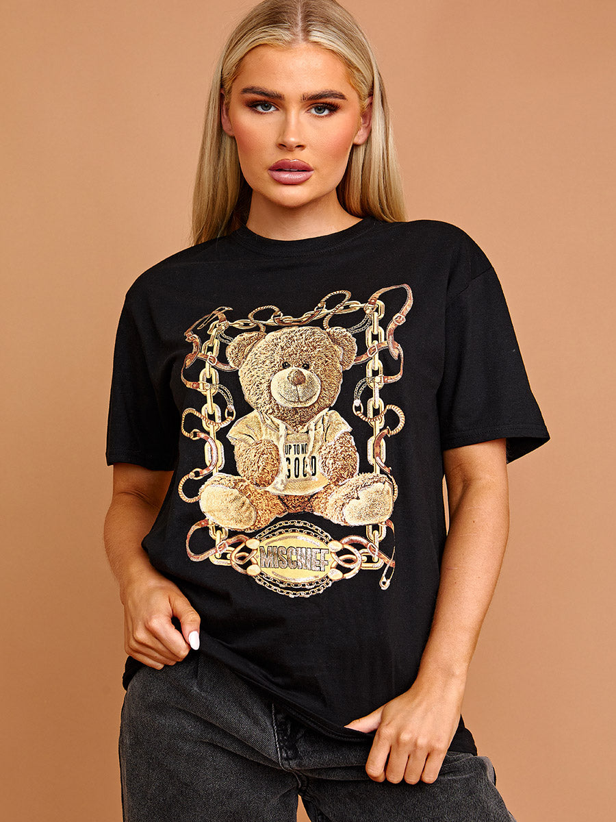 Mischief Teddy Graphic Printed T-Shirt