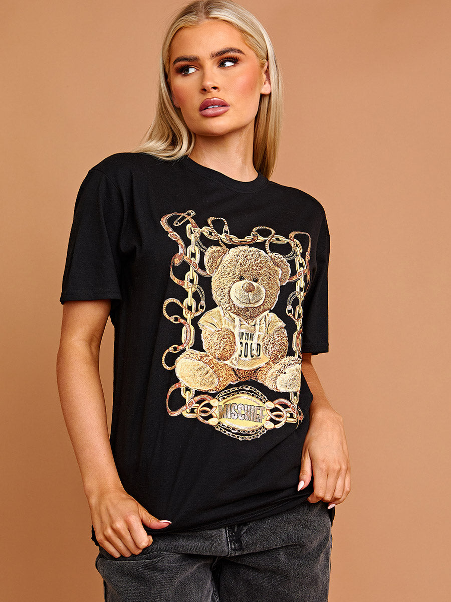Mischief Teddy Graphic Printed T-Shirt