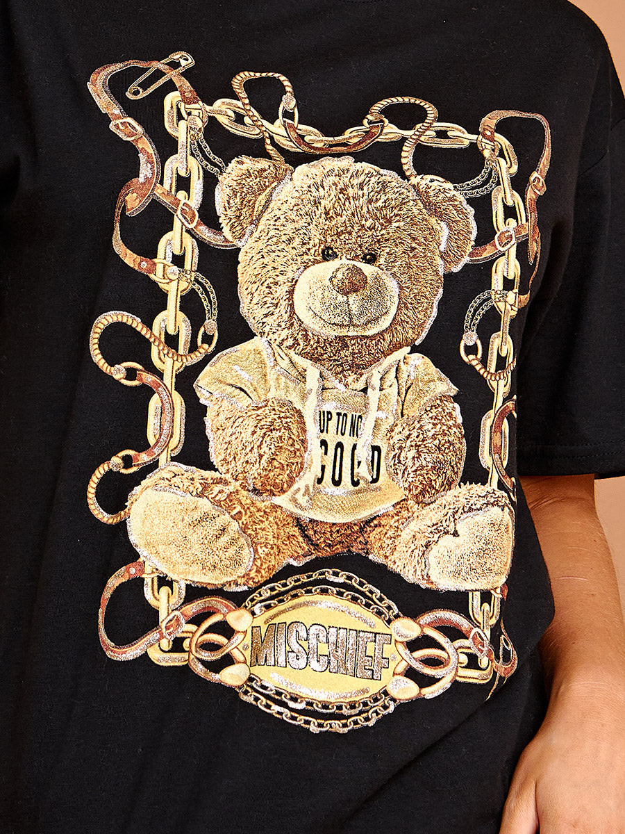 Mischief Teddy Graphic Printed T-Shirt