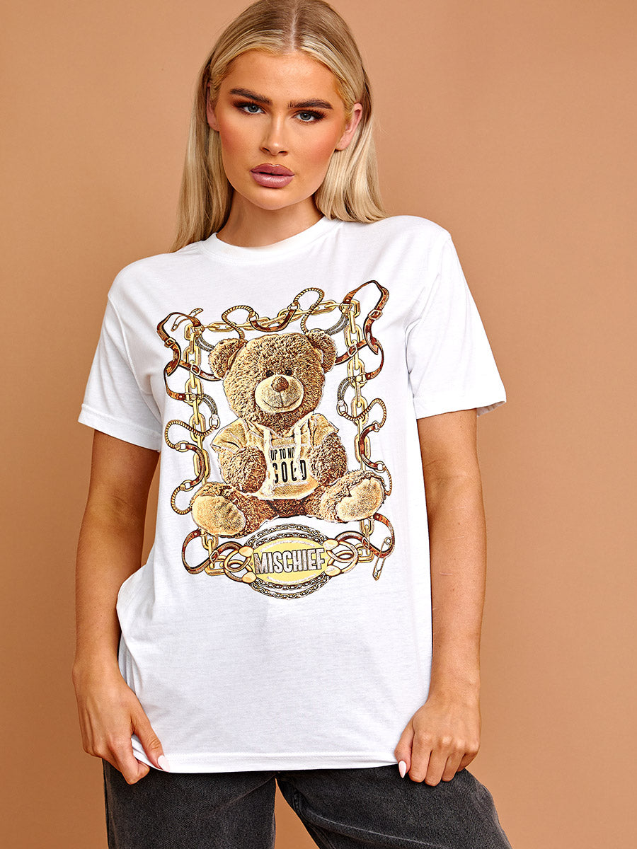Mischief Teddy Graphic Printed T-Shirt