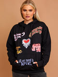 All We Need Is Love Graphic Print Hoodie