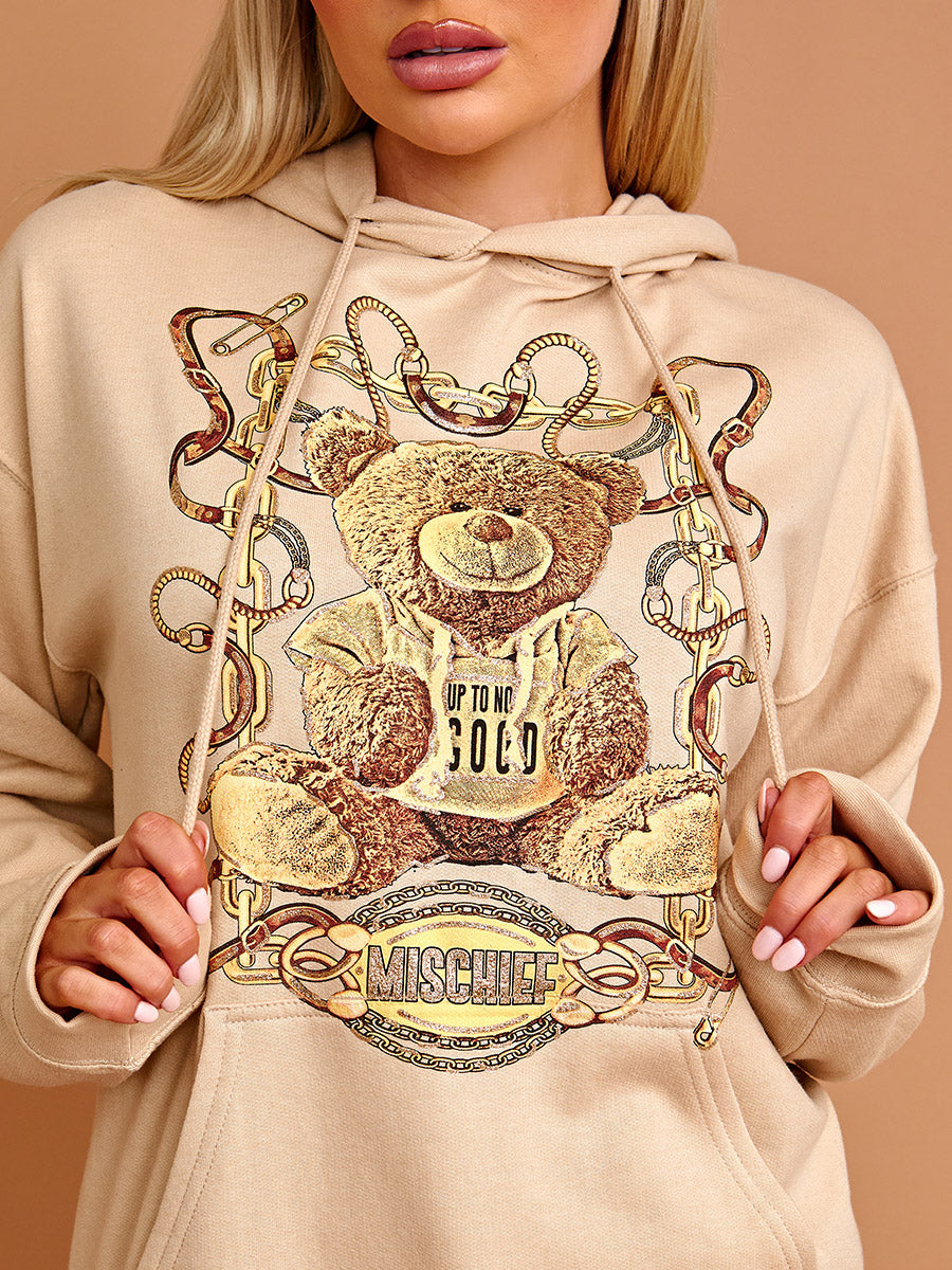 Mischief Teddy Graphic Print Hoodie