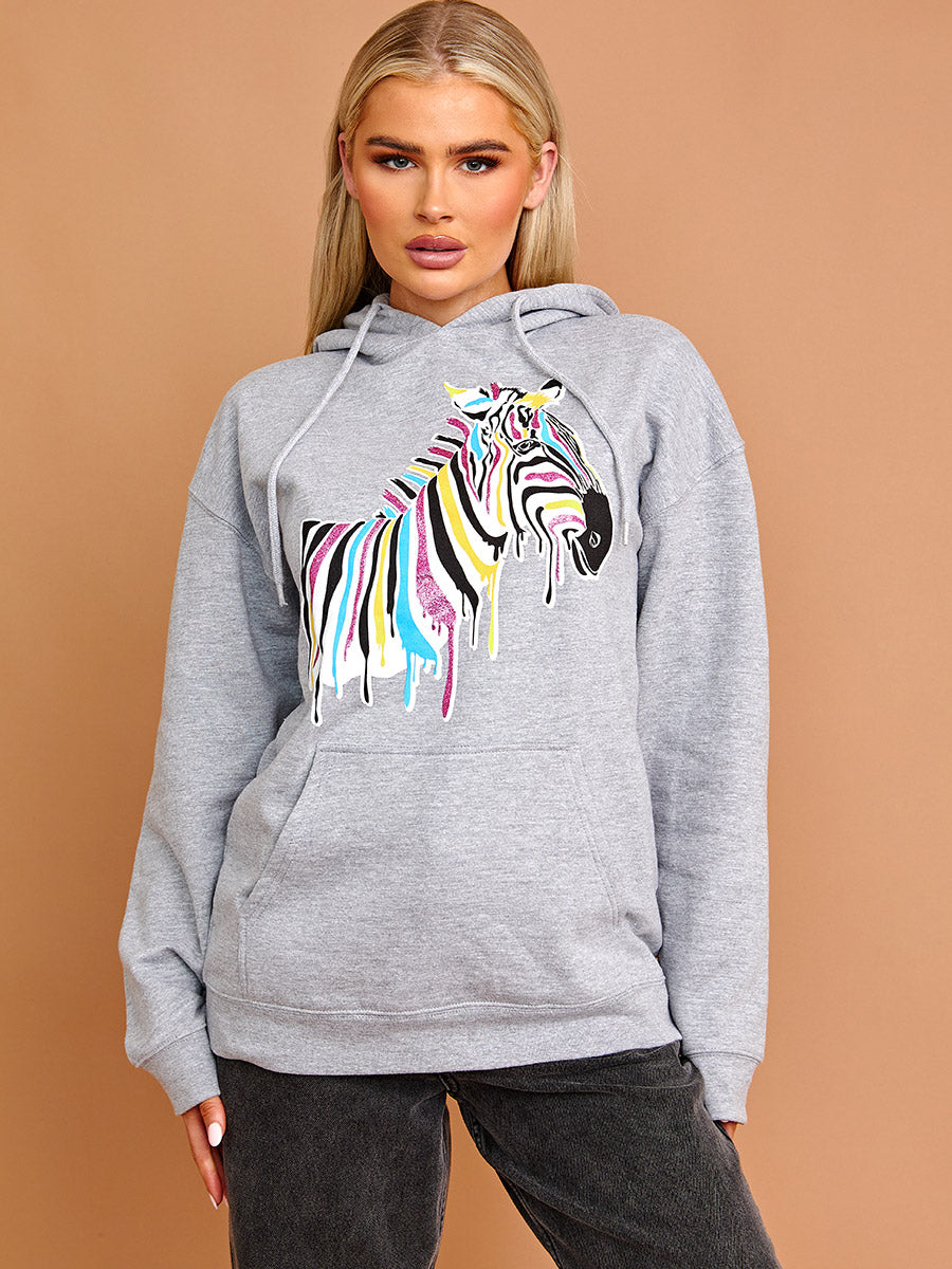 Zebra Graphic Print Hoodie