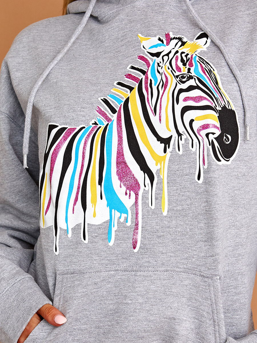Zebra Graphic Print Hoodie