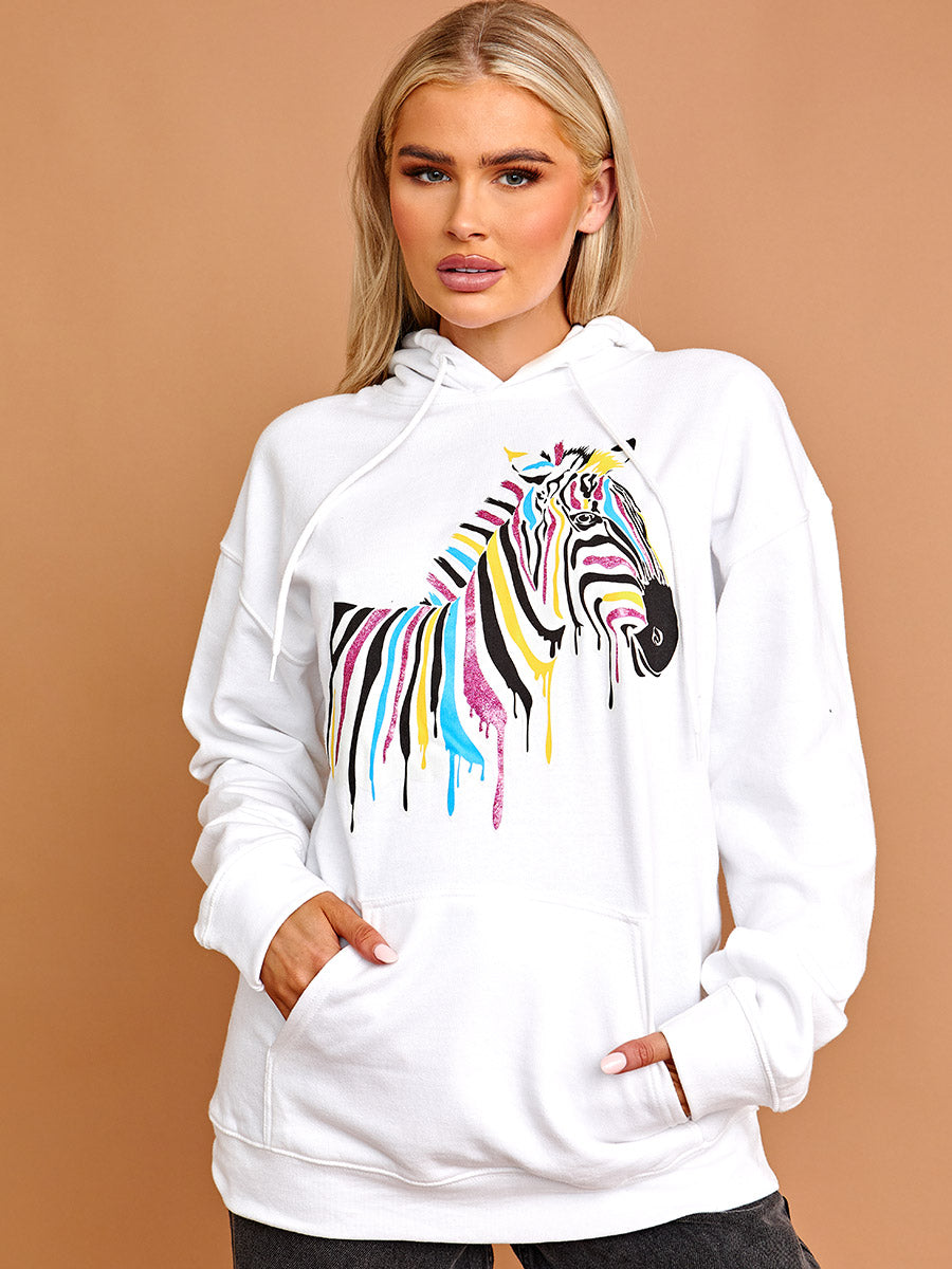 Zebra Graphic Print Hoodie