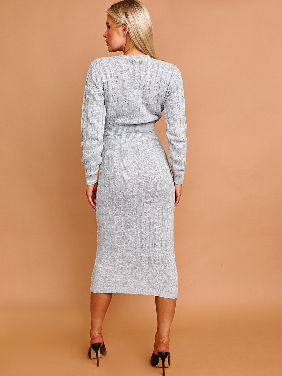 Cable Knit Crop Top & Maxi Skirt Co-ord