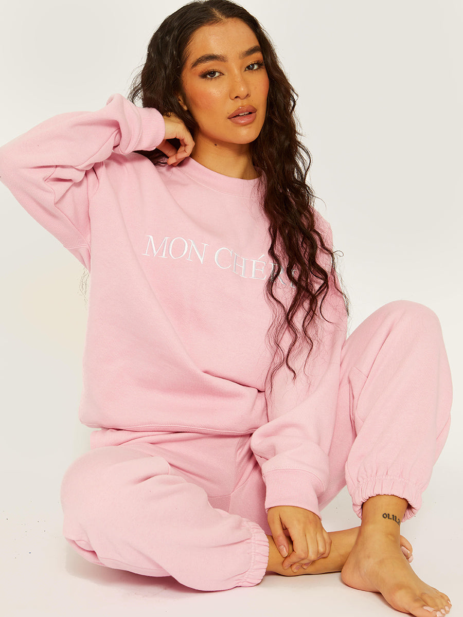 Embroidered Mon Cheri Fleece Co-ord