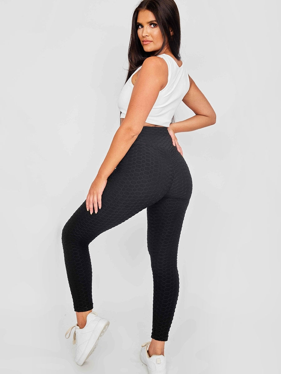 Scrunch Back Texture Detail Active-wear Legging