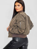 Pull-Ring Zip-Up Bomber Jacket