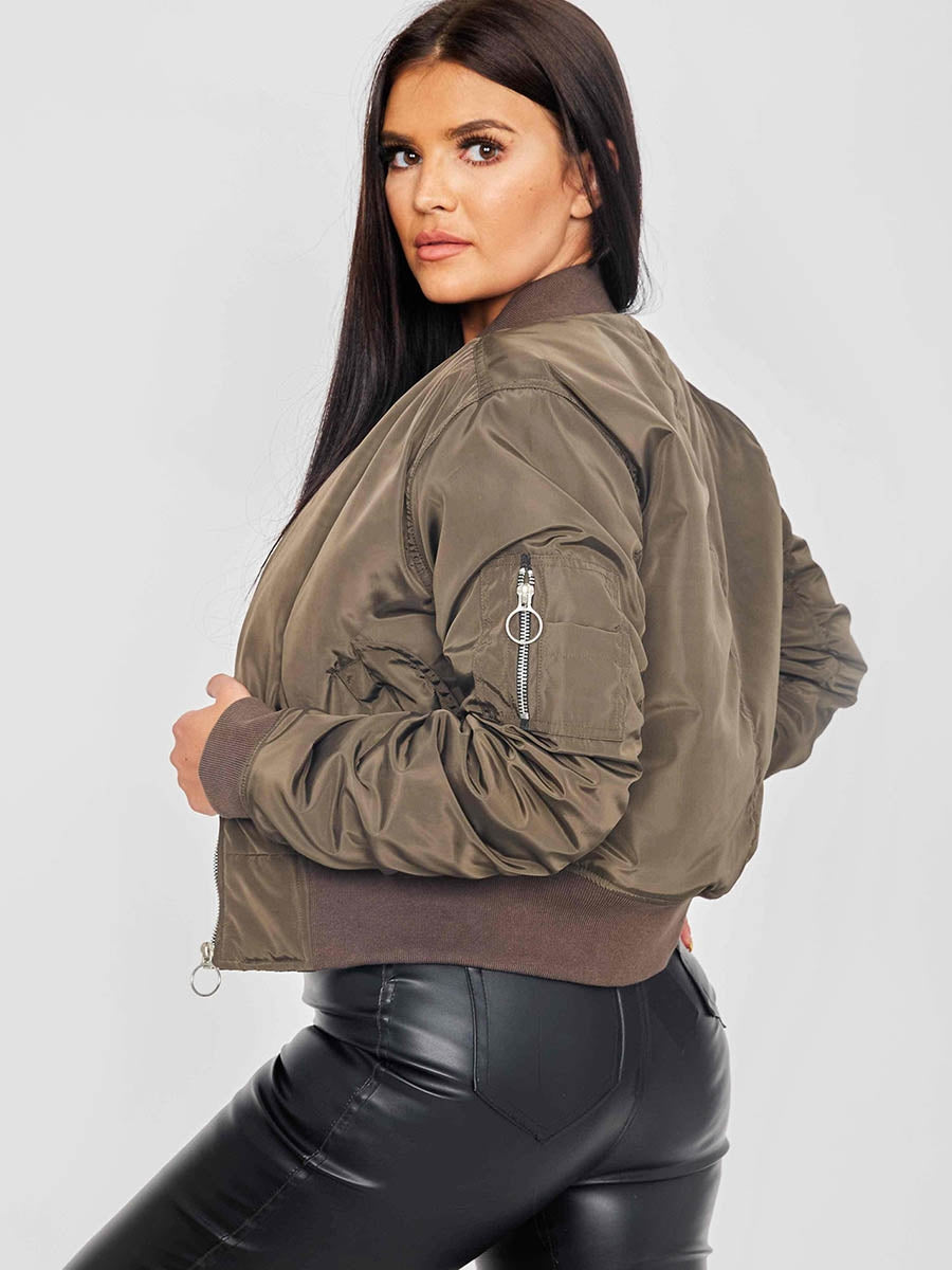 Pull-Ring Zip-Up Bomber Jacket