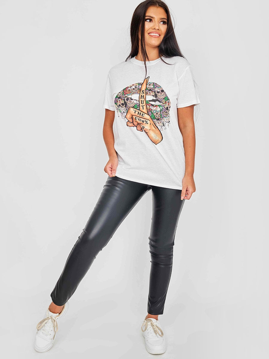 Shut Up Graphic Printed T-Shirt
