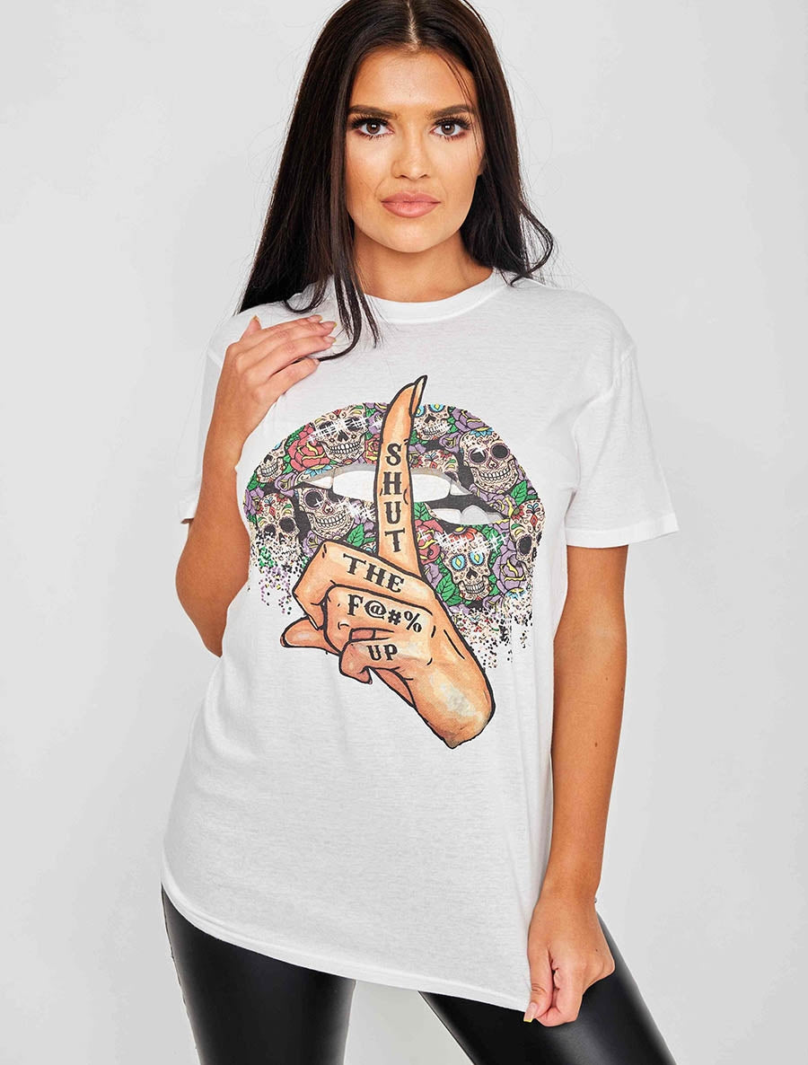 Shut Up Graphic Printed T-Shirt