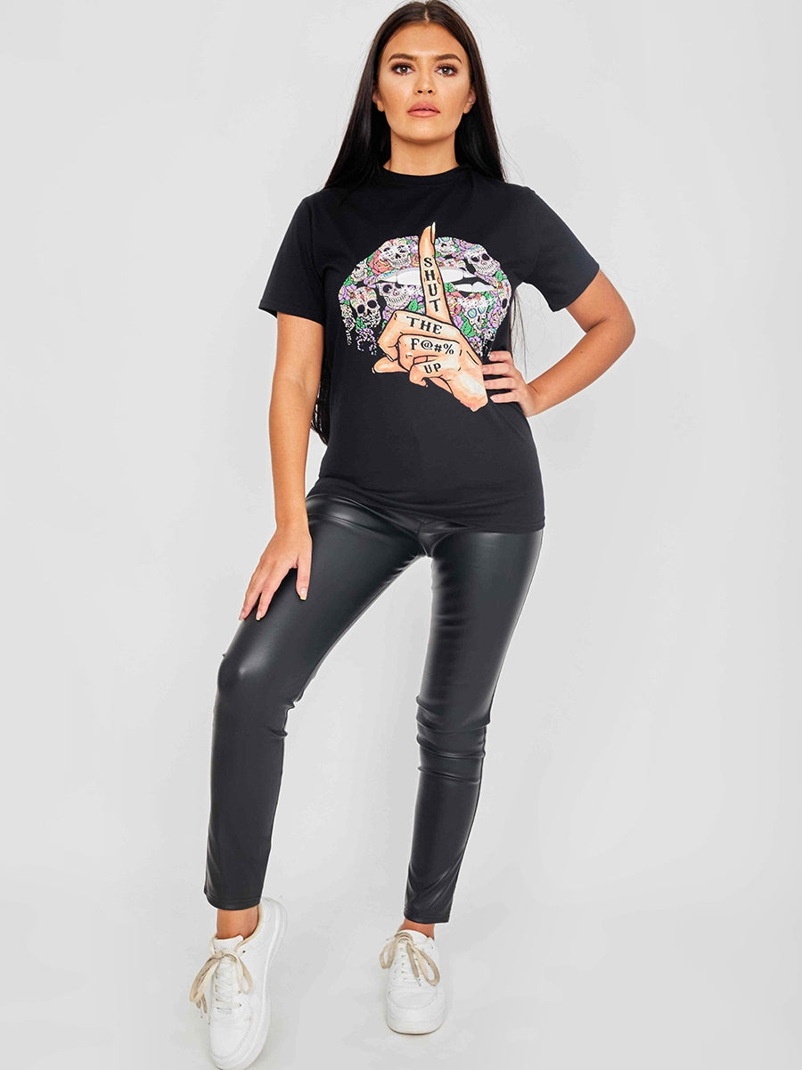 Shut Up Graphic Printed T-Shirt