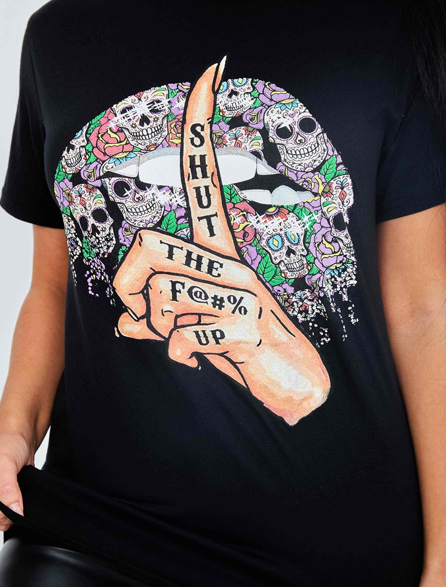 Shut Up Graphic Printed T-Shirt