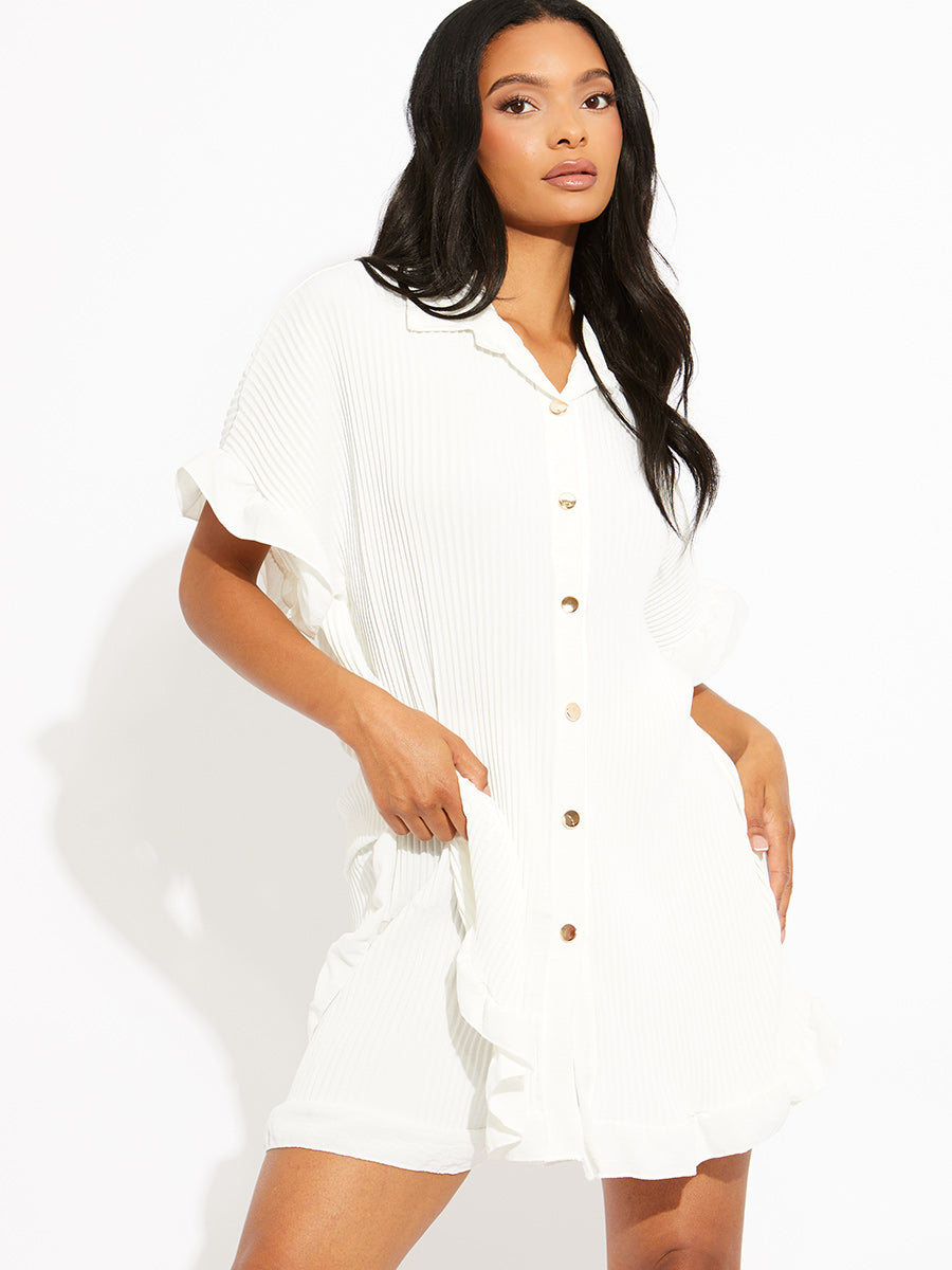 Plisse Detail Oversized Shirt & Shorts Co-ord