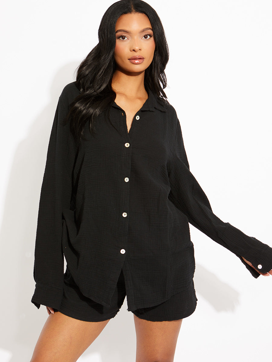 Cheesecloth Blouse & Shorts Co-ord