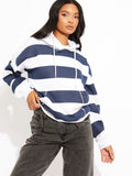 Striped Oversized Drawstring Hoodie