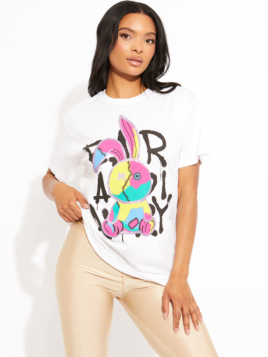 Stitched Rabbit Graphic T-Shirt
