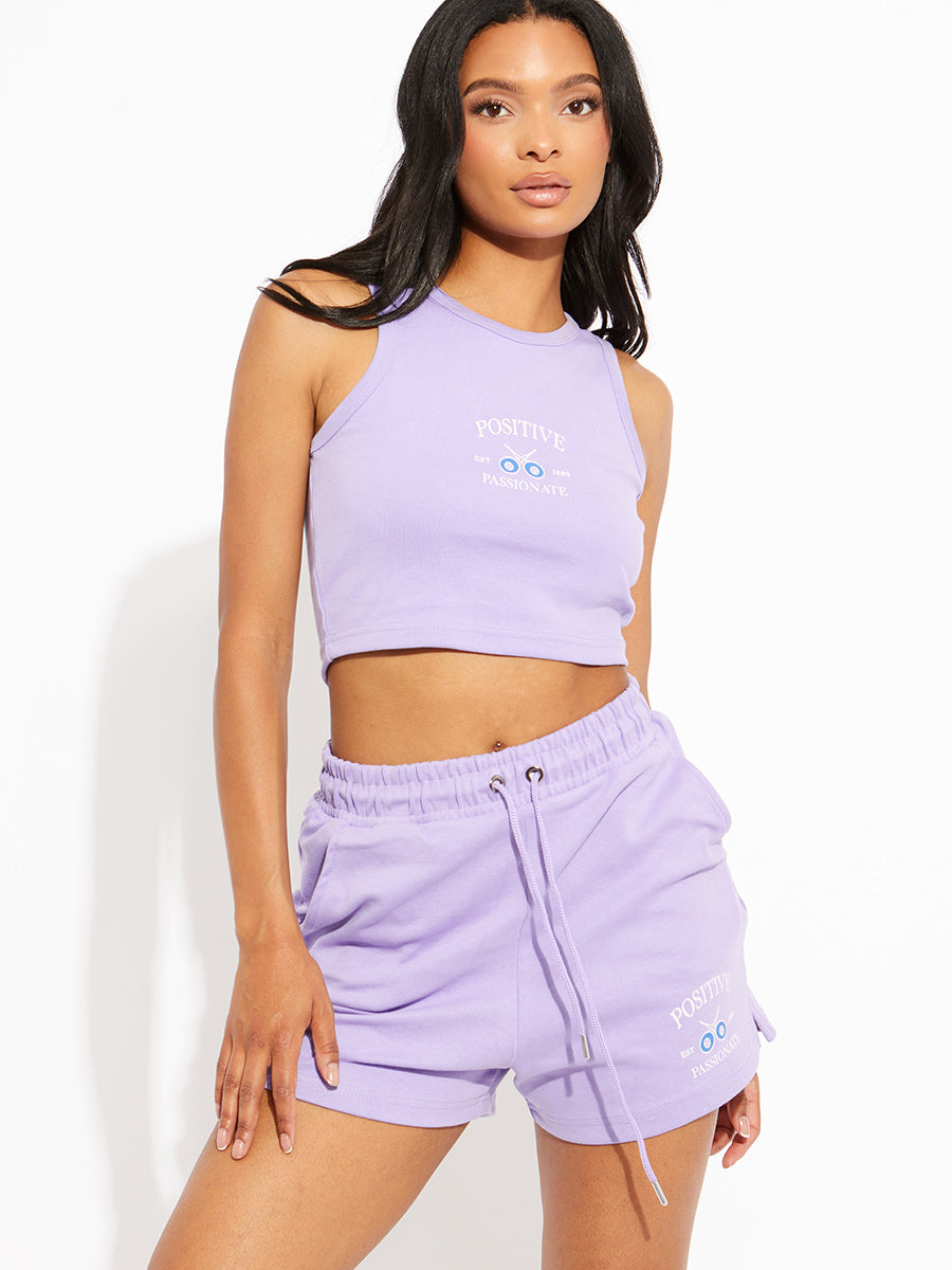 Positive Graphic Crop Top & Shorts Co-ord