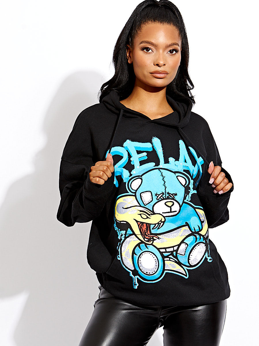 Relax Snake Graphic Print Hoodie