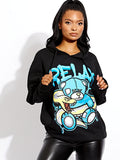 Relax Snake Graphic Print Hoodie