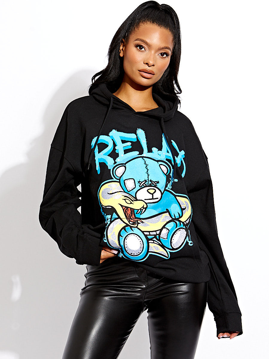 Relax Snake Graphic Print Hoodie