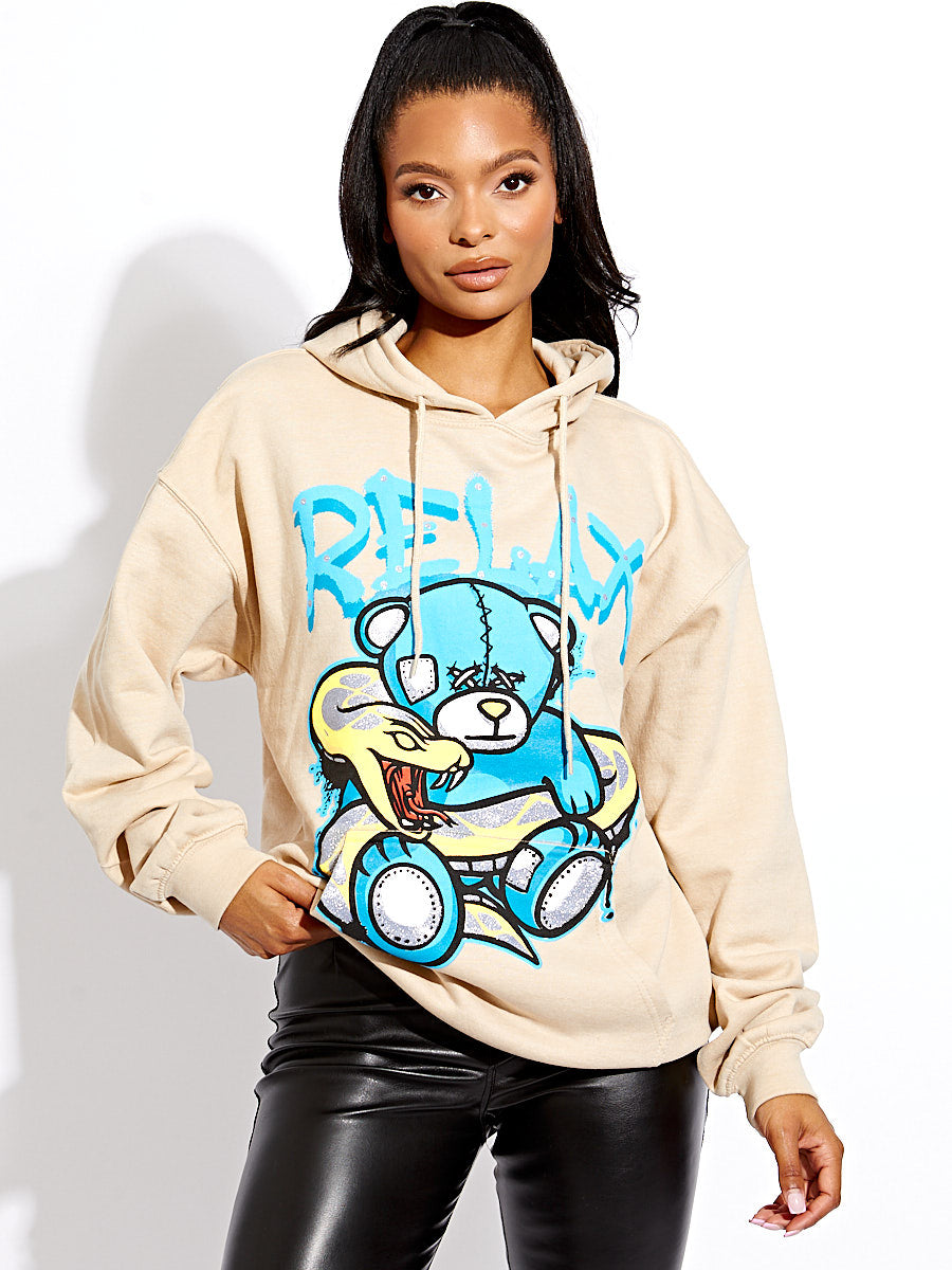 Relax Snake Graphic Print Hoodie