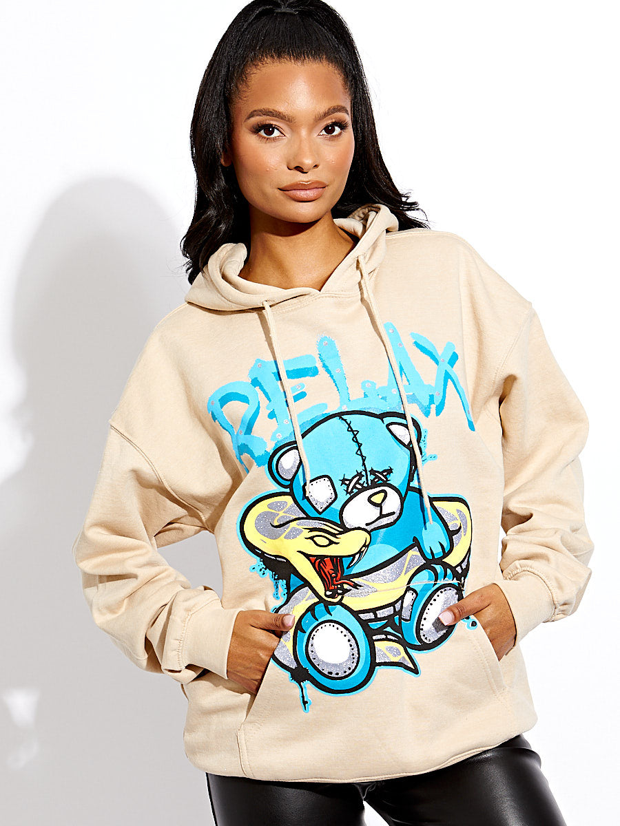 Relax Snake Graphic Print Hoodie