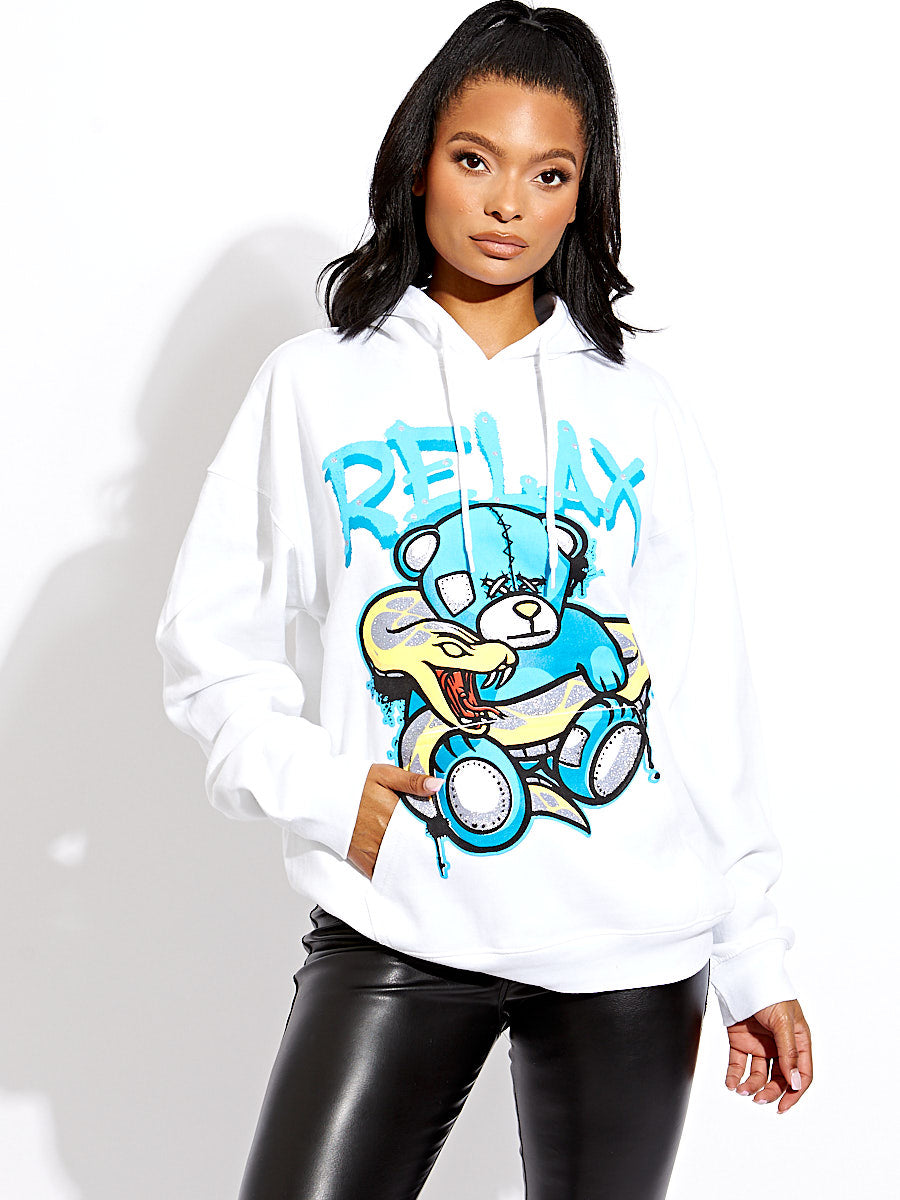 Relax Snake Graphic Print Hoodie