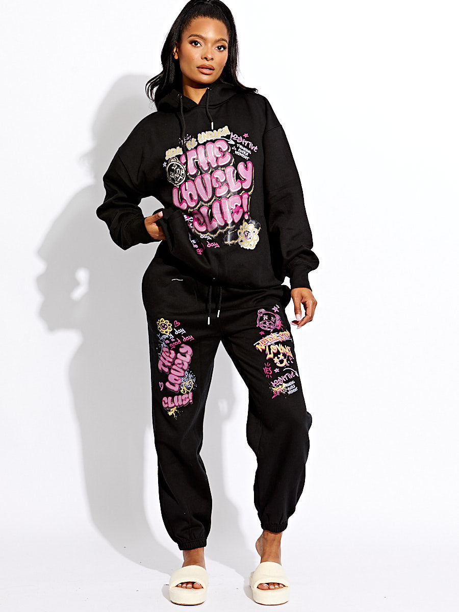 The Lovely Club Slogan Fleece Co-ord