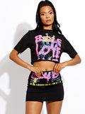 Self Love Club Graphic Crop Top & Skirt Co-ord