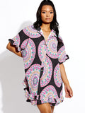Mandala Print Plisse Detail Oversized Shirt & Shorts Co-ord