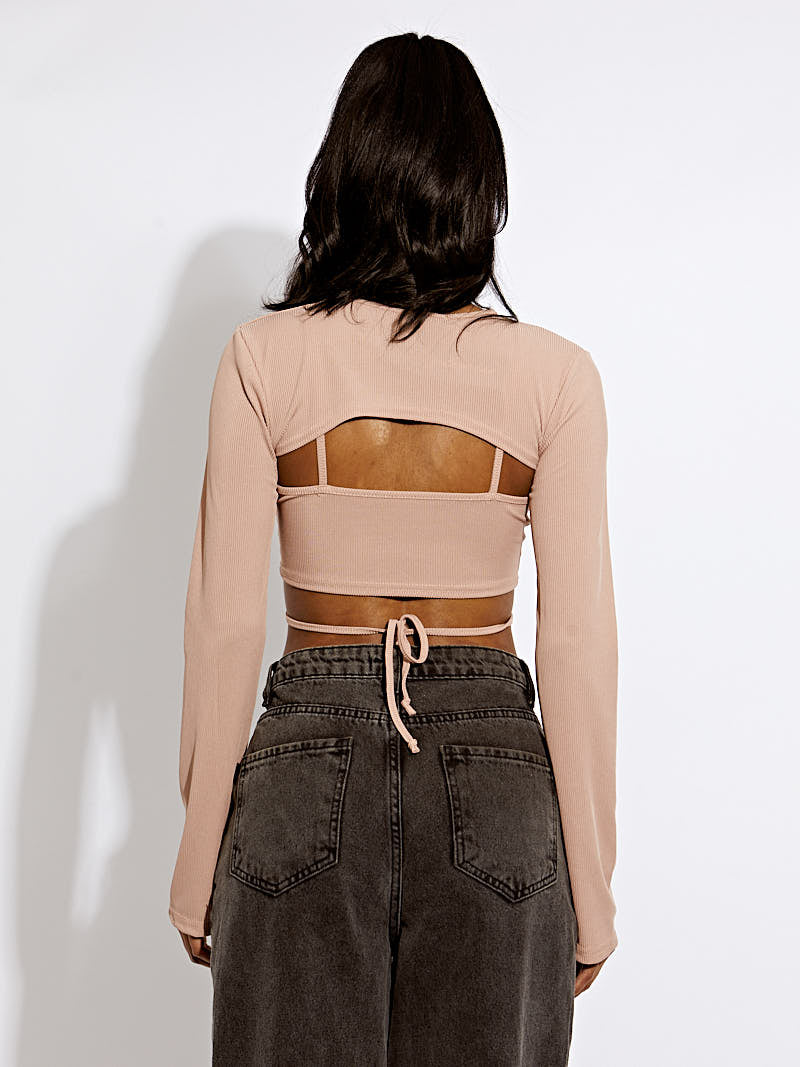2 Piece Tie Knot Ribbed Crop Top