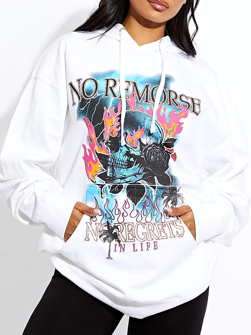 No Remorse Graphic Print Hoodie