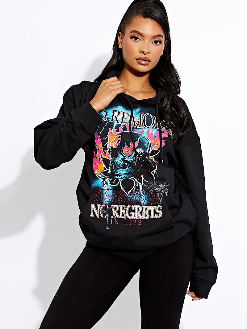 No Remorse Graphic Print Hoodie