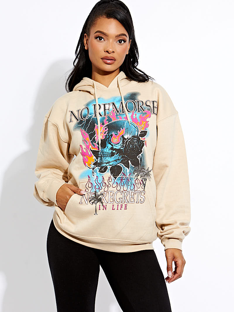 No Remorse Graphic Print Hoodie