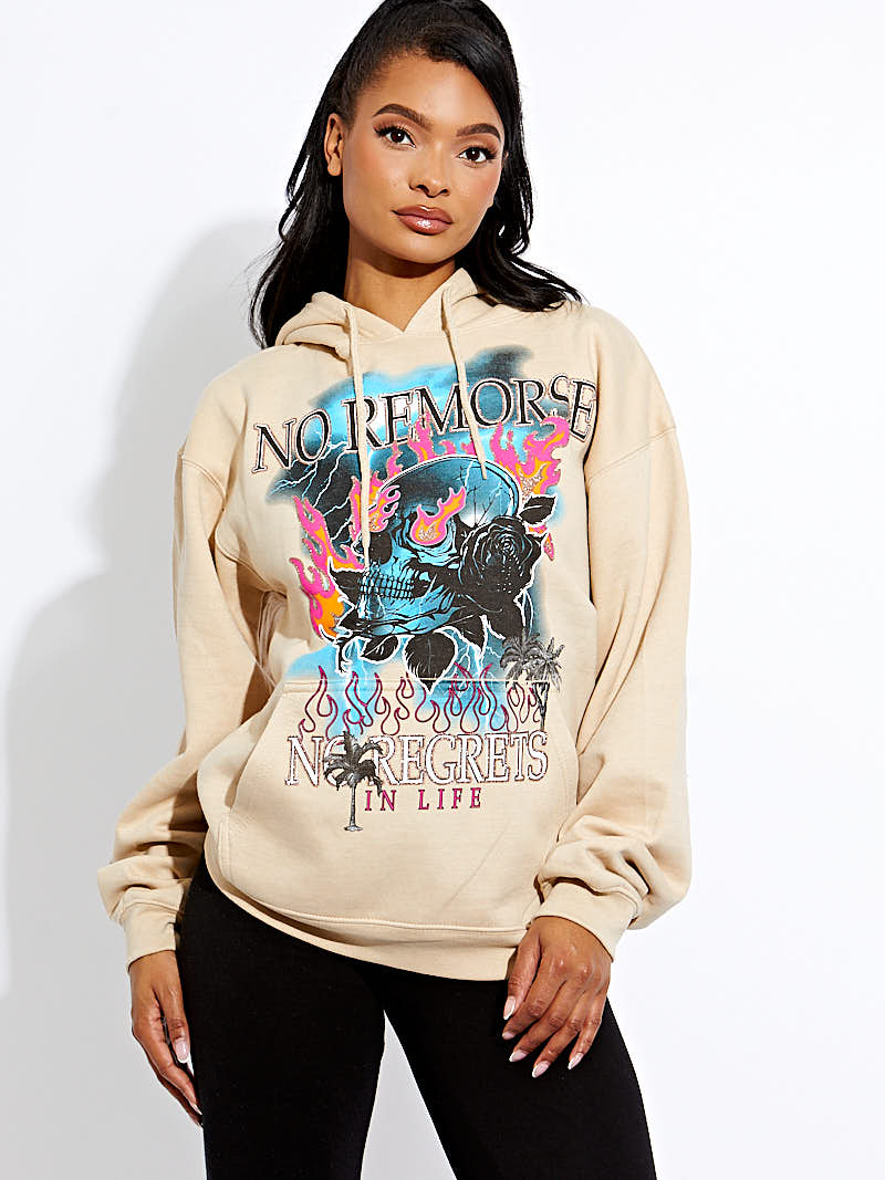 No Remorse Graphic Print Hoodie