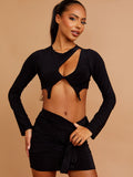 Slinky Cut Out Crop Top & Tie Knot Skirt Co-ord