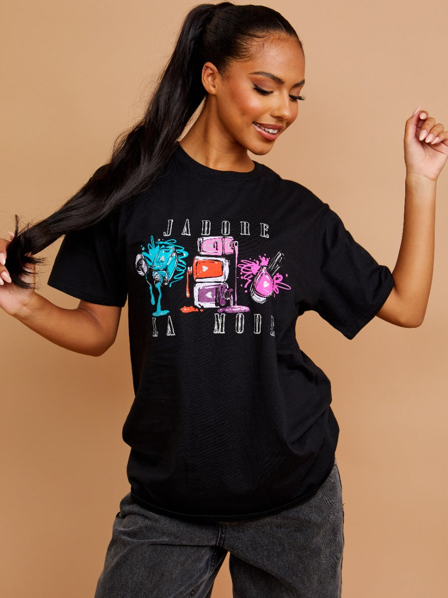 Nail Polish Graphic Printed T-Shirt