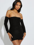 Slinky Ruched Bardot Bodycon Dress