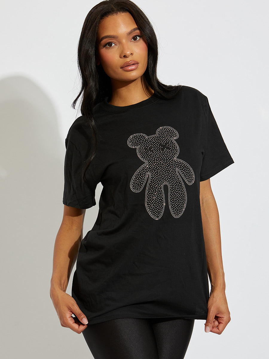 Rhinestone Cross Eye Teddy T-Shirt
