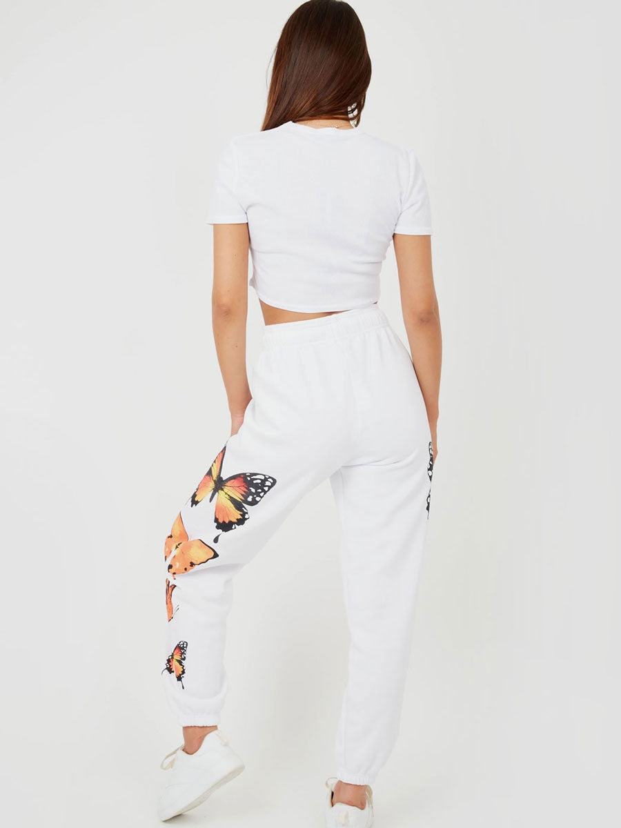 Butterfly Graphic Oversized Fleece Joggers