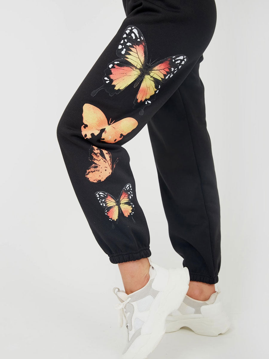 Butterfly Graphic Oversized Fleece Joggers