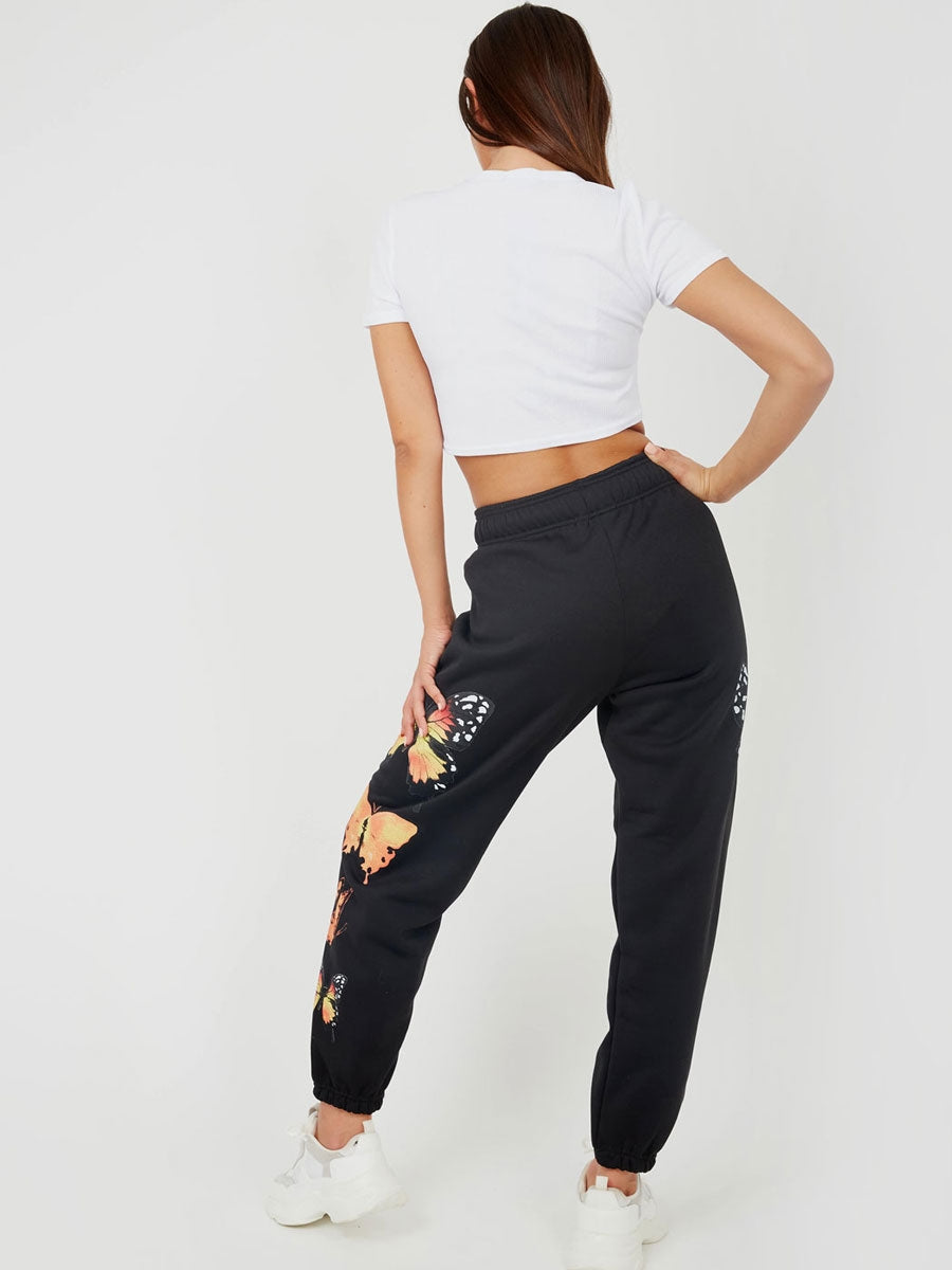 Butterfly Graphic Oversized Fleece Joggers