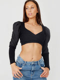 Wrap Front Knitted Ribbed Crop Top